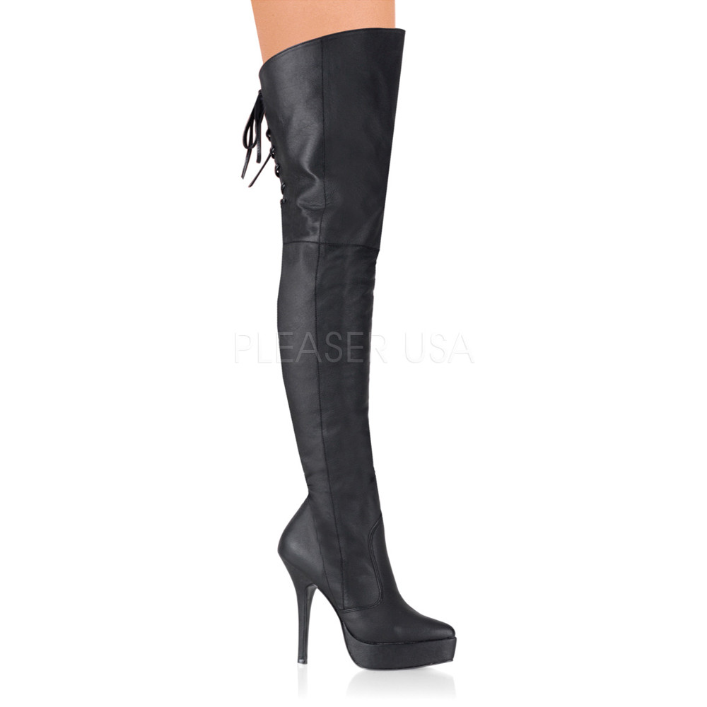 Pleaser - INDULGE-3011 Plattform Overknee Stiefel - Schwarz